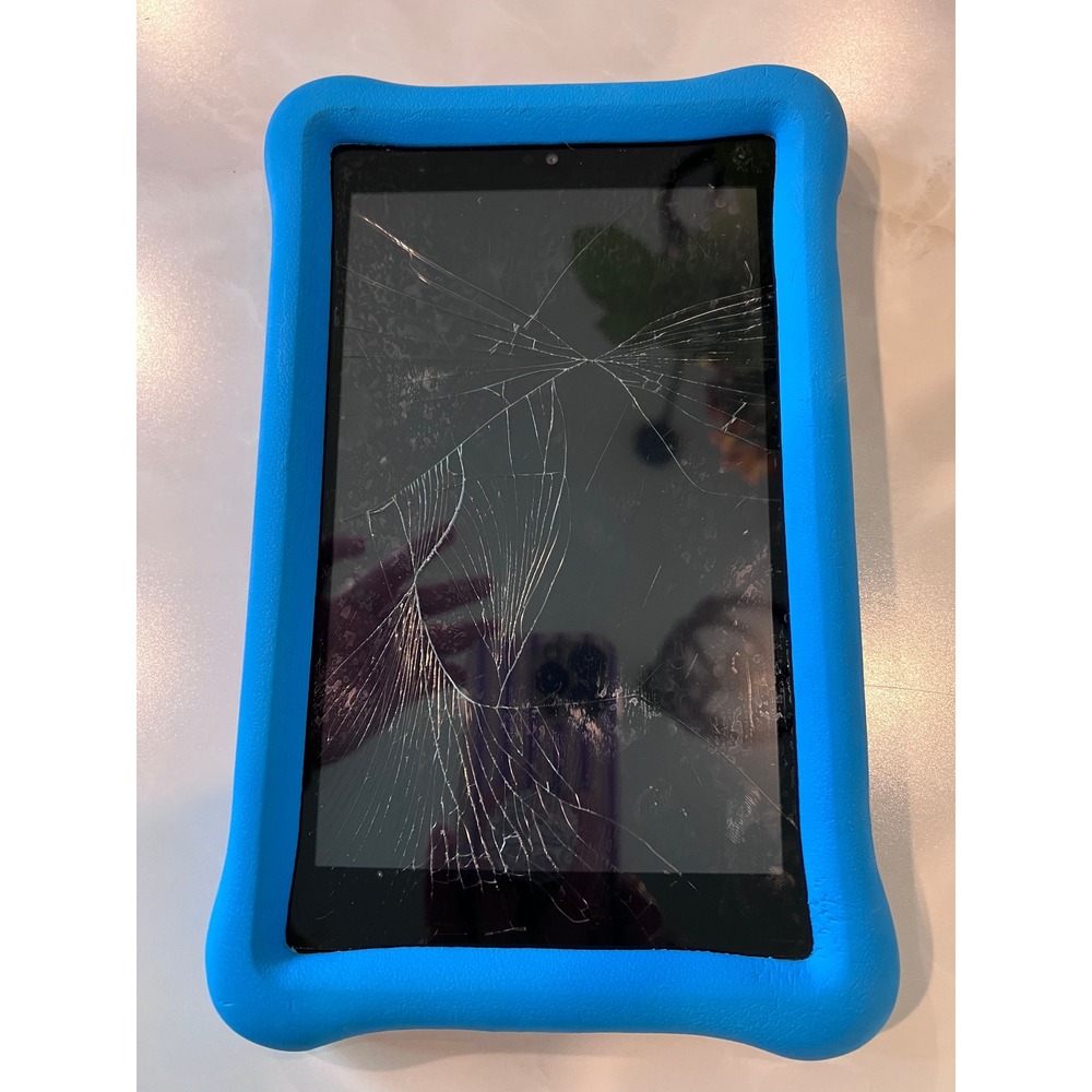 Amazon Fire 7 Tablet L5S83A 16GB Blue Case Cracked Screen for Parts